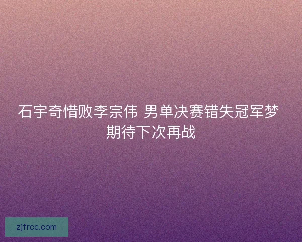石宇奇惜败李宗伟 男单决赛错失冠军梦 期待下次再战